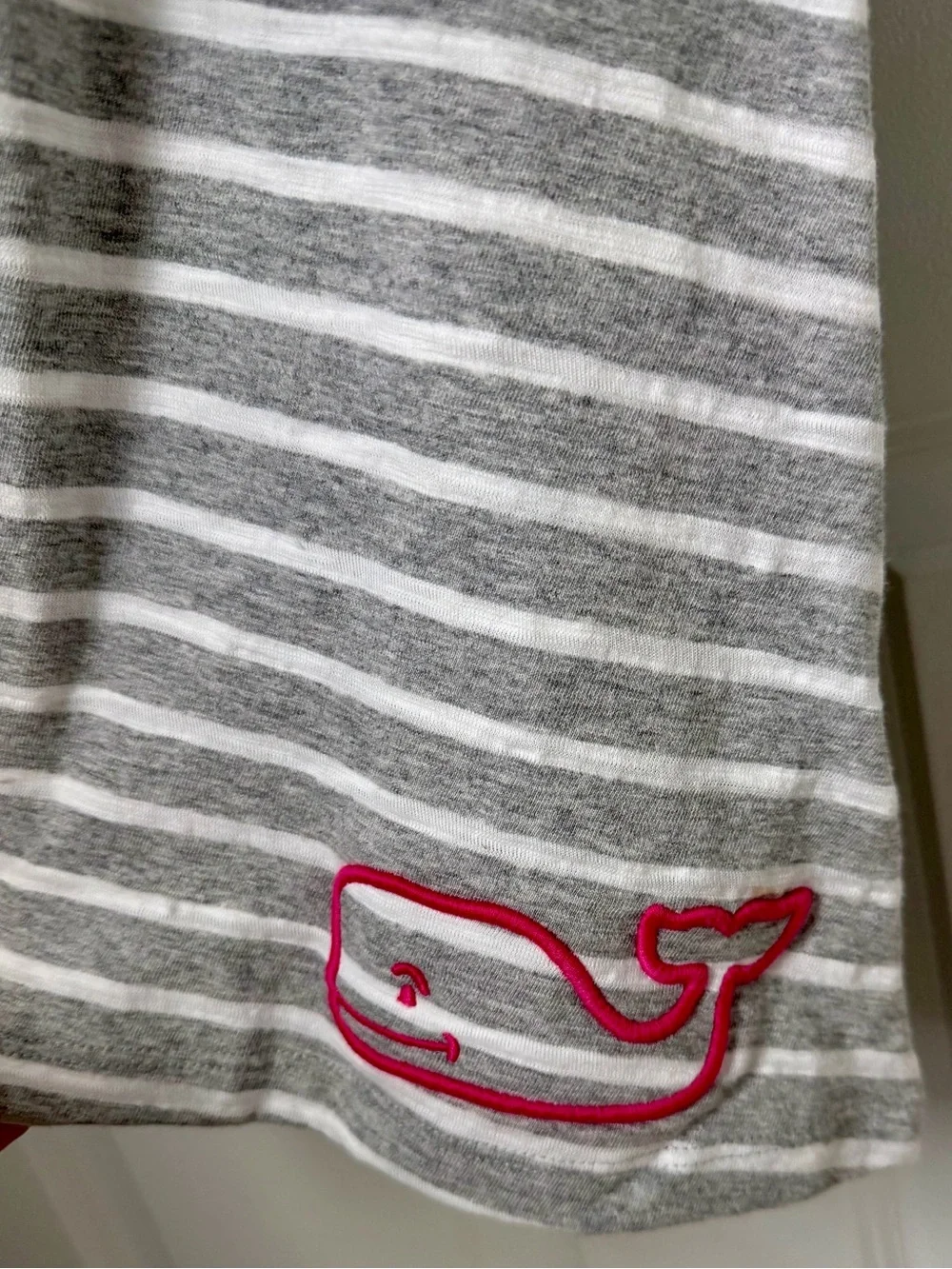 Vineyard Vines Girls' NWT Heather Gray & White Stripe Long-Sleeve Dress. Size L